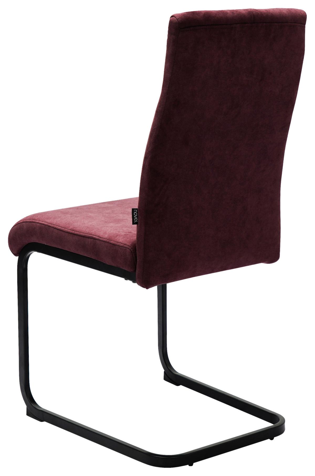 KRZESŁO NA PŁOZIE GISMO - czerwone wino/czarny, Design, metal/tkanina (45/92/62cm) - Novel