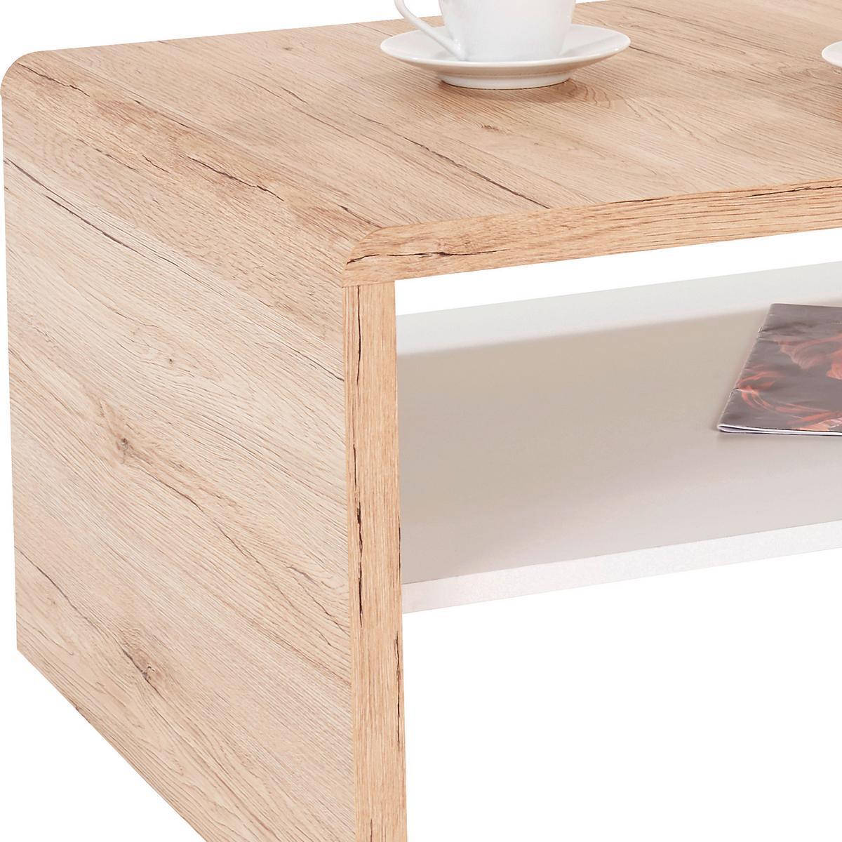 Măsuţă de cafea CALA LUNA - alb/stejar San Remo, Modern, material pe bază de lemn (100/40/59cm) - Modern Living