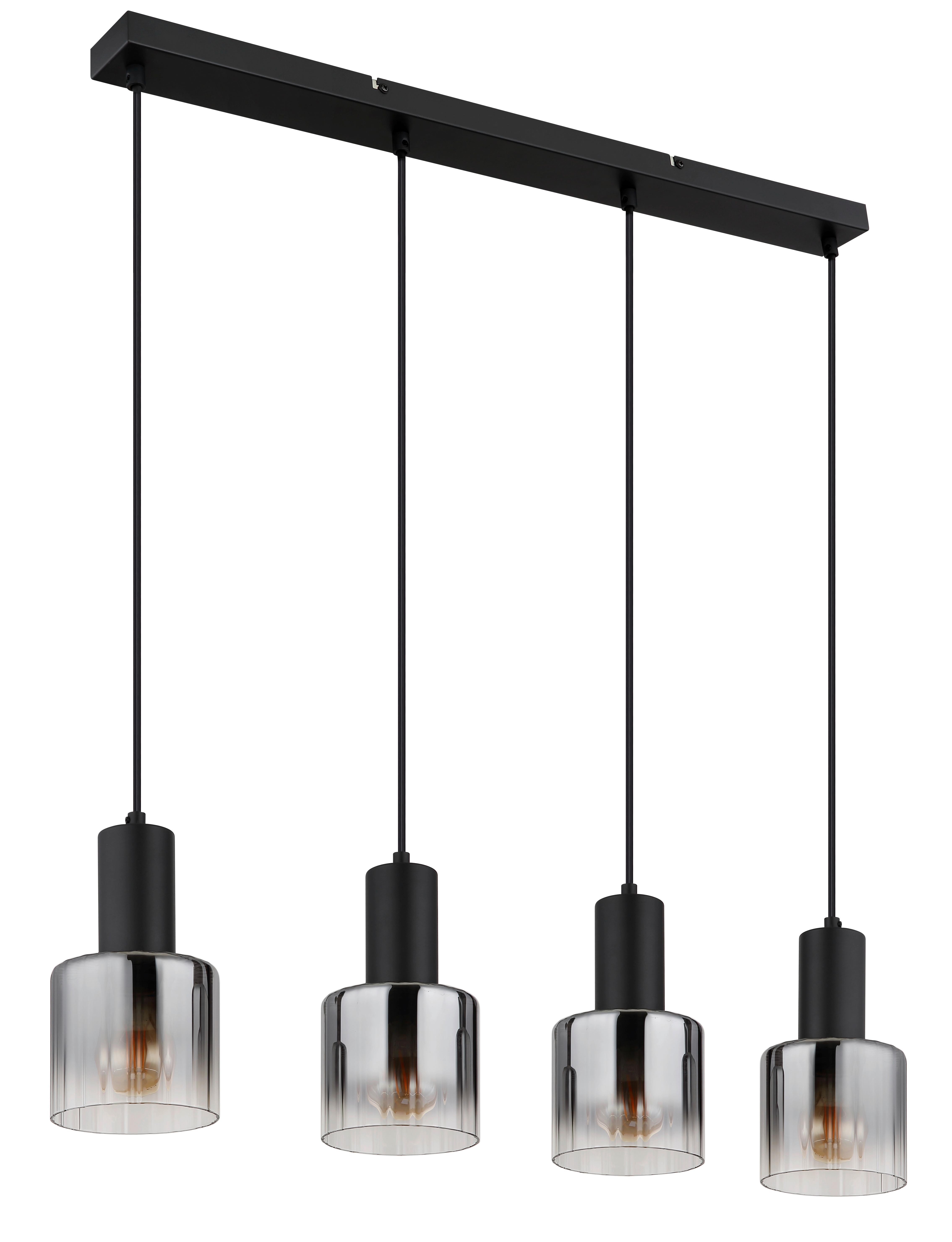 HÄNGELEUCHTE 30400408 JACK - Schwarz/Grau, Trend, Glas/Kunststoff (74/12/150cm) - Globo