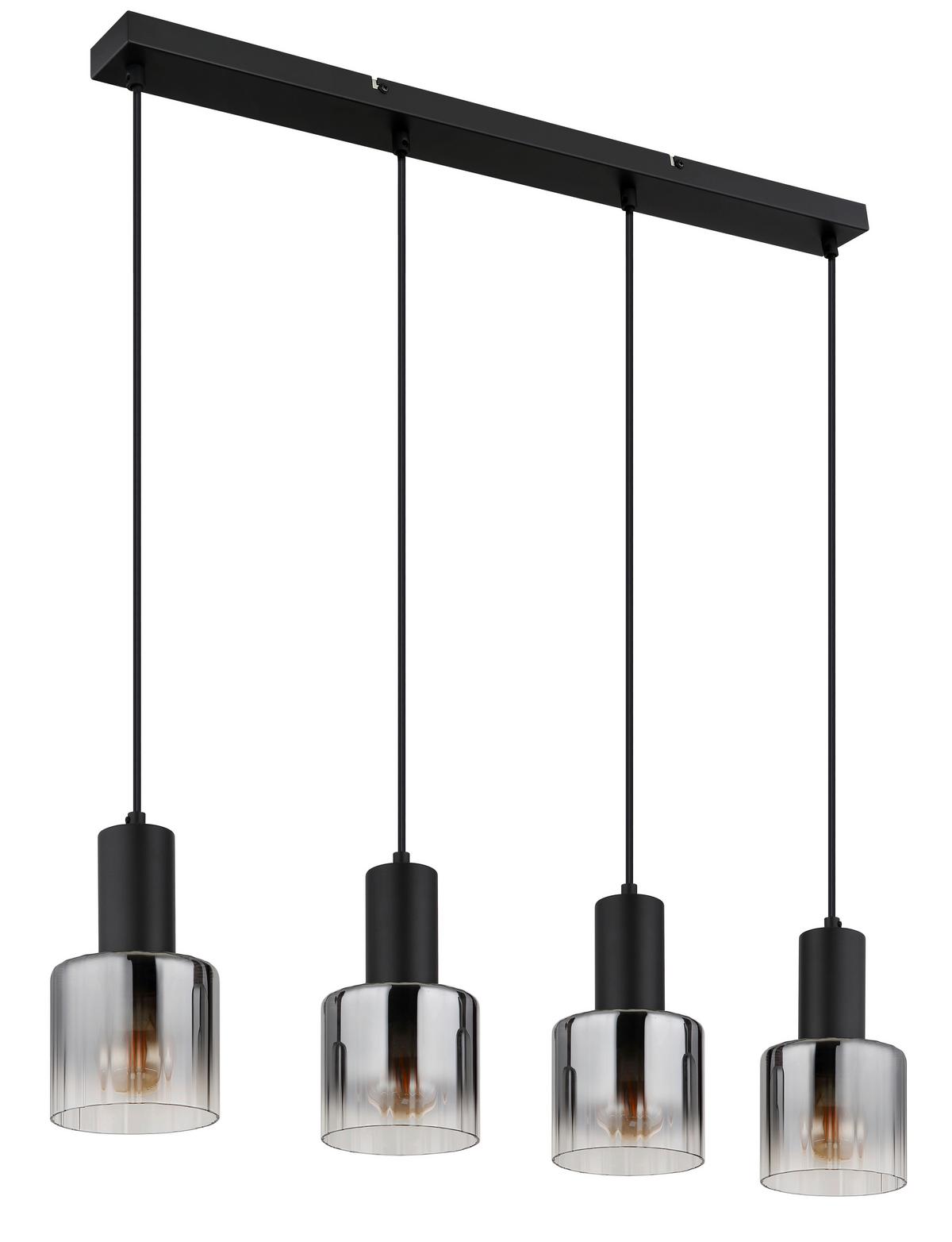 HÄNGELEUCHTE 30400408 JACK - Schwarz/Grau, Trend, Glas/Kunststoff (74/12/150cm) - Globo