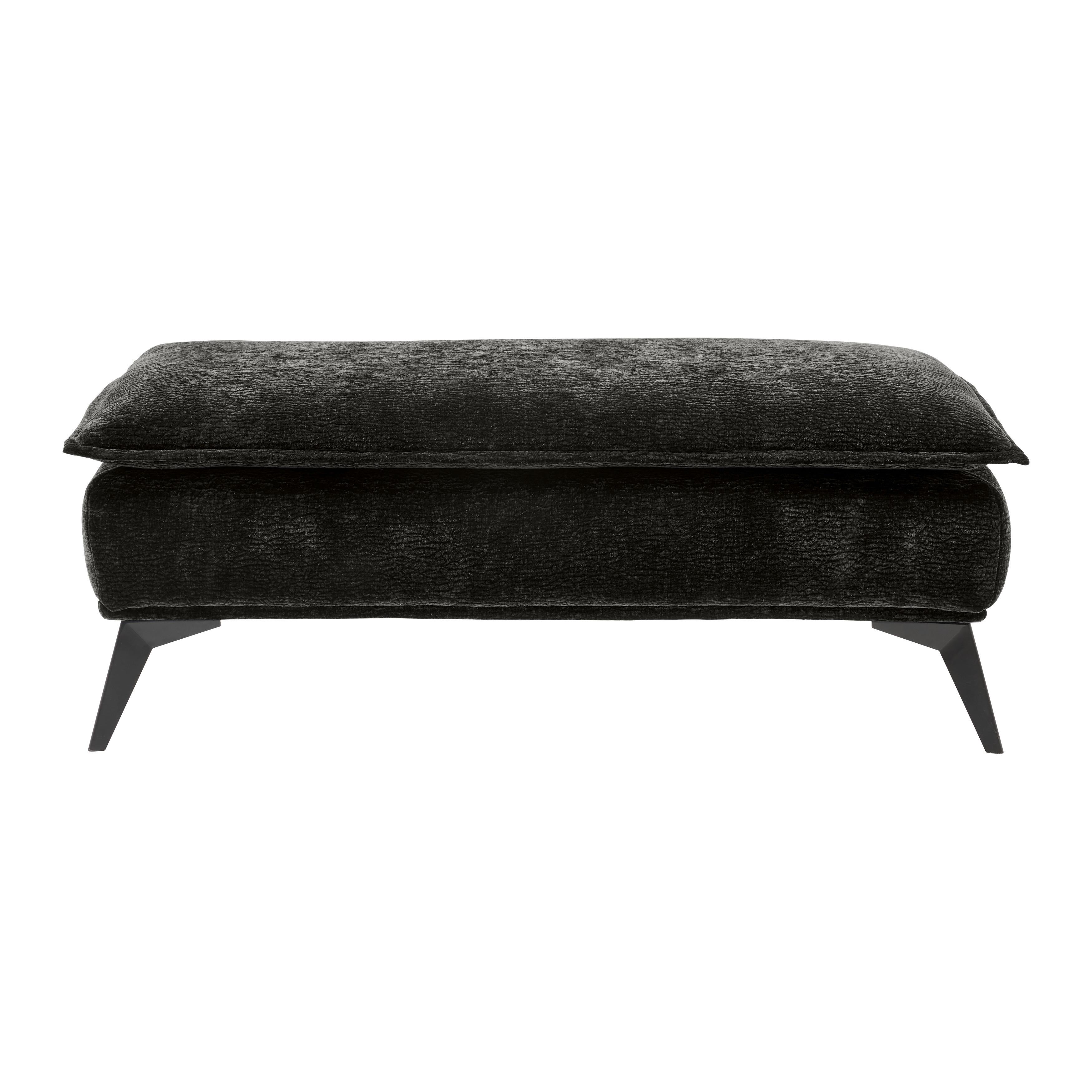 Hocker Ottawa Dunkelbraun Strukturstoff - Dunkelbraun/Schwarz, MODERN, Textil/Metall (122/47/68cm) - Premium Living