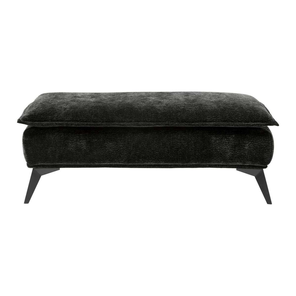 Hocker Ottawa Dunkelbraun Strukturstoff - Dunkelbraun/Schwarz, MODERN, Textil/Metall (122/47/68cm) - Premium Living