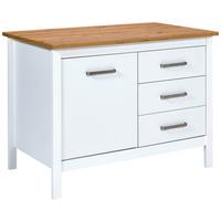 Kücheninsel Sicilia Weiß - Silberfarben/Weiß, ROMANTIK / LANDHAUS, Holzwerkstoff/Metall (124/91/75cm) - Mömax