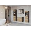 Badmöbel-Set 5-tlg. Madrit mit LED ca. 120 cm Kastanieneiche - Kastanieneichefarben/Anthrazit, LIFESTYLE, Glas/Keramik (120,4/131,5/34,5cm) - P & B