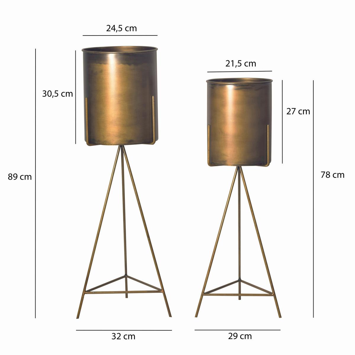 DEKOVASE PFLANZKÜBEL 2ER SET GOLD - Goldfarben, Design, Metall (32/89/32cm) - Livetastic