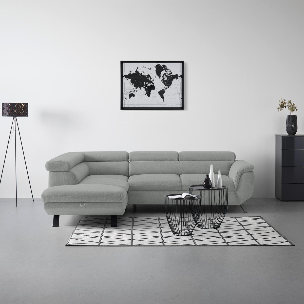 Kutna Garnitura Raven - svijetlo siva/crna, Moderno, tekstil/metal (198/257cm) - Modern Living