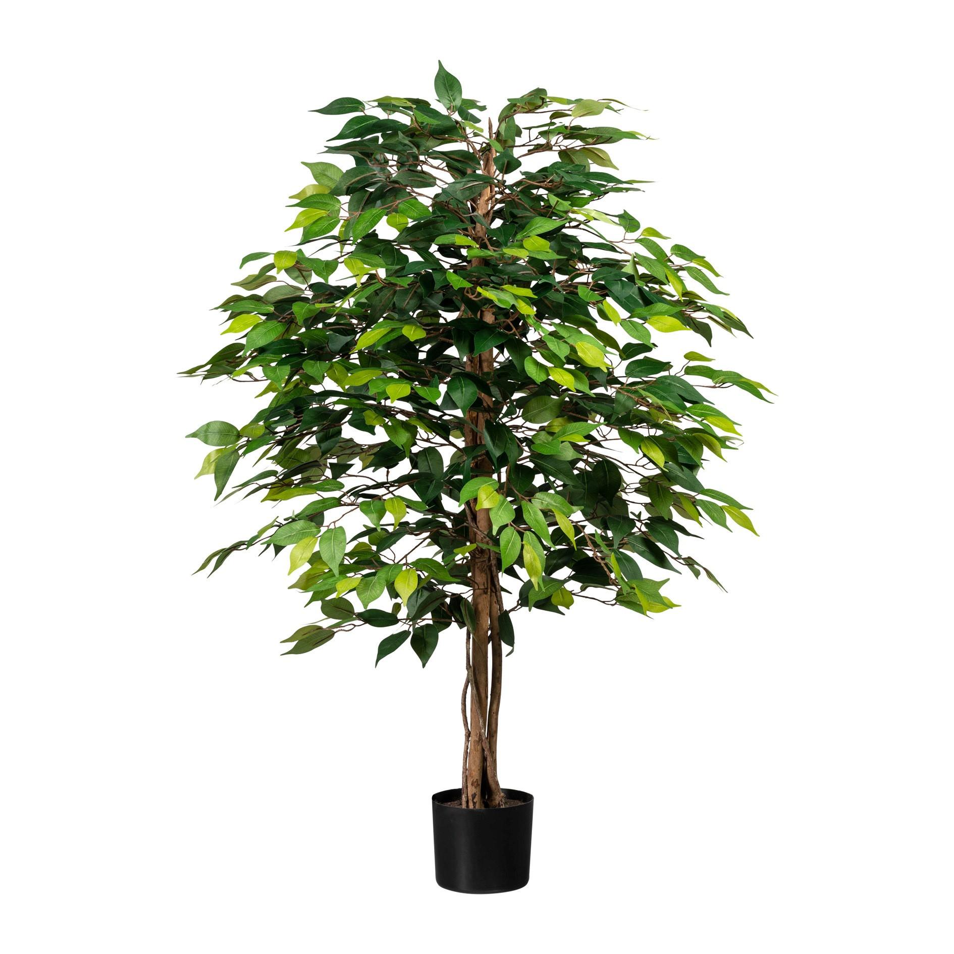 Kunstpflanze Grünpflanzen Grün/Schwarz - Schwarz/Braun, Design, Naturmaterialien/Kunststoff (120cm)