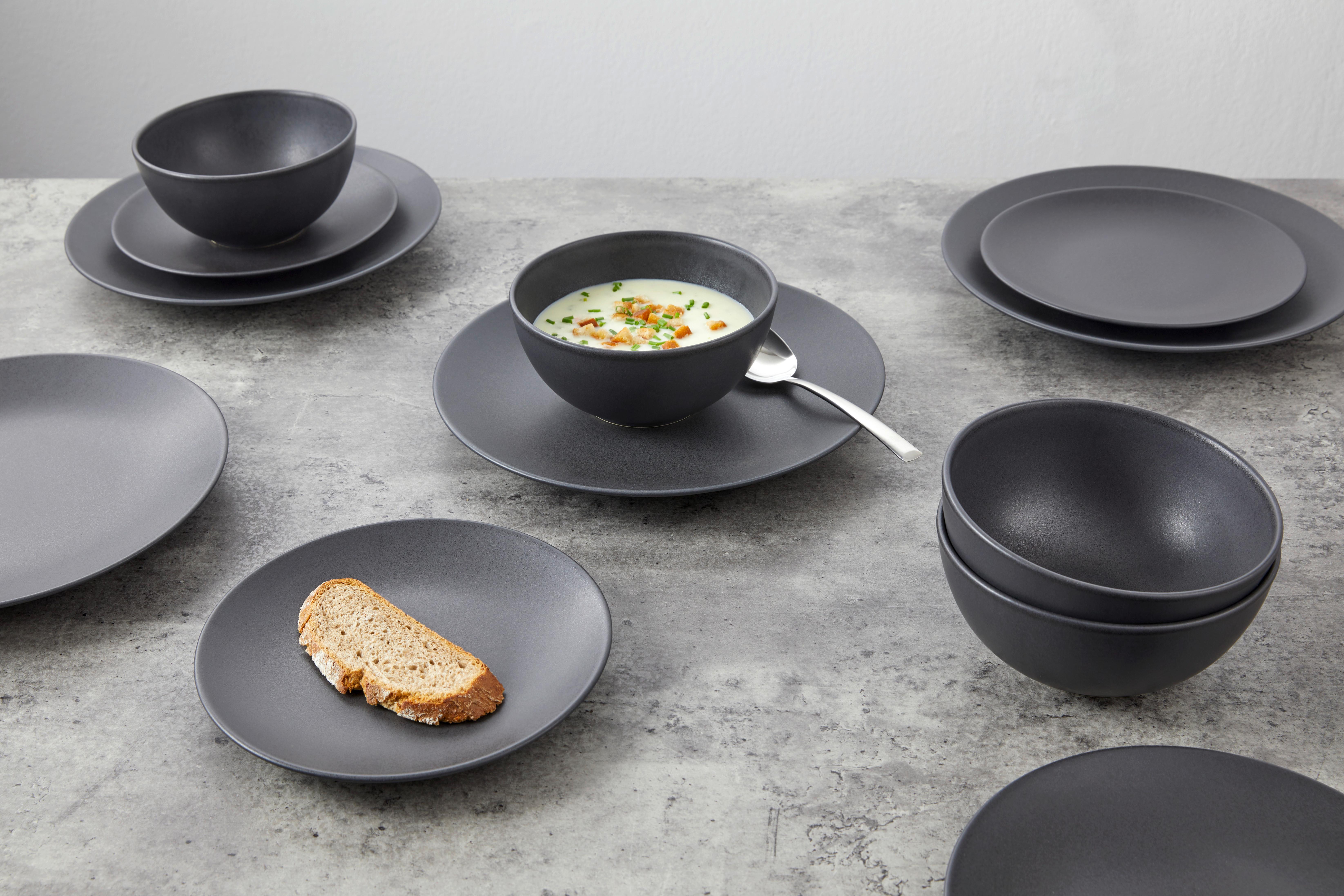 ZASTAWA STOŁOWA GIEWONT - czarny, Modern, ceramika - Creatable