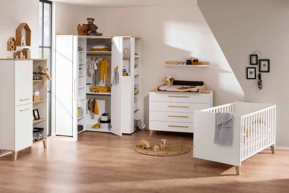 ŁÓŻKO SZCZEBELKOWE 1359004 OSCAR - kolor dębowy/biały, Basics, materiał drewnopochodny (145,4/76,2/83,3cm) - Paidi