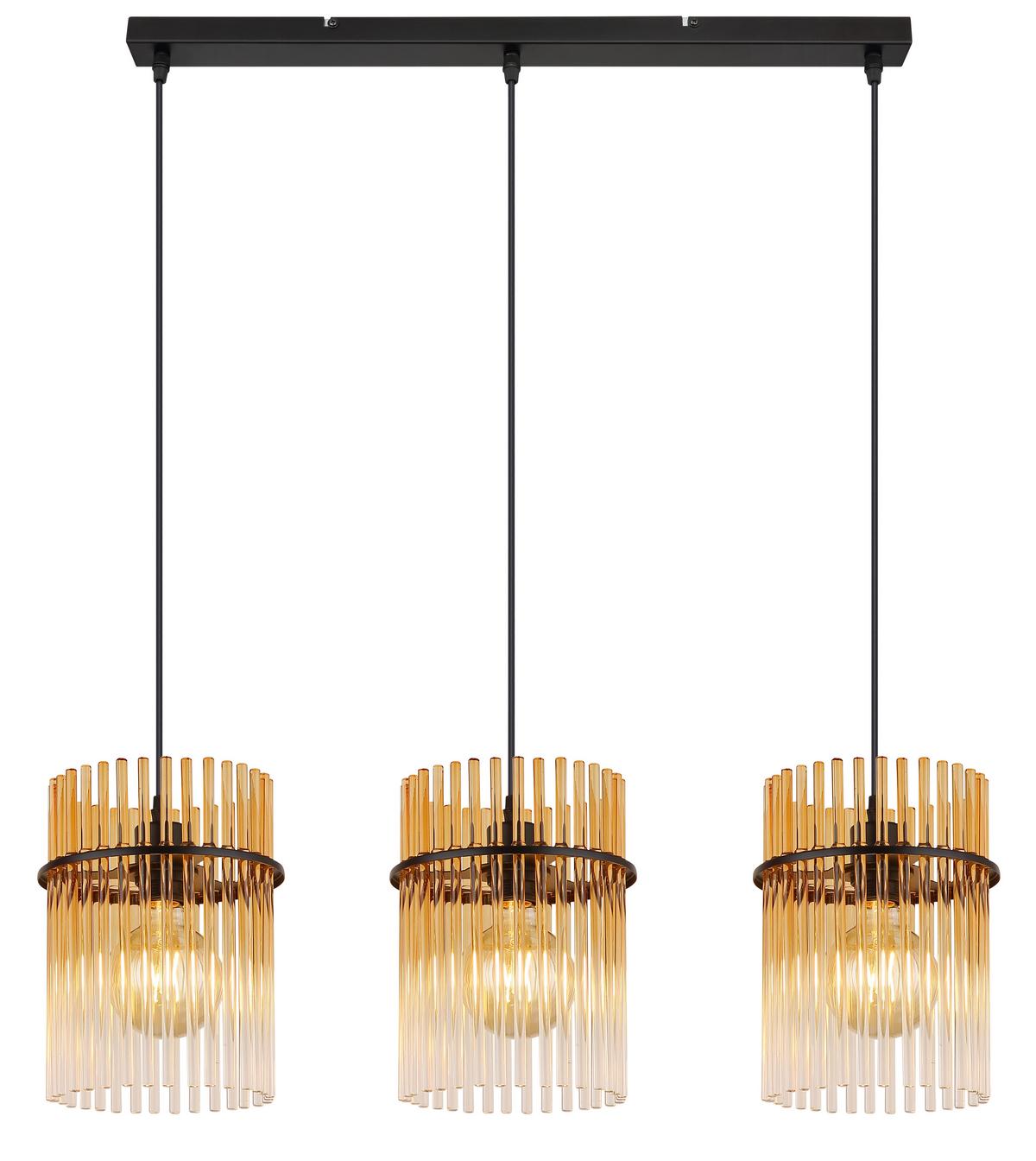 HÄNGELEUCHTE 15698-3HA  GORLEY - Klar/Bernsteinfarben, Basics, Glas/Kunststoff (80/20/140cm) - Globo