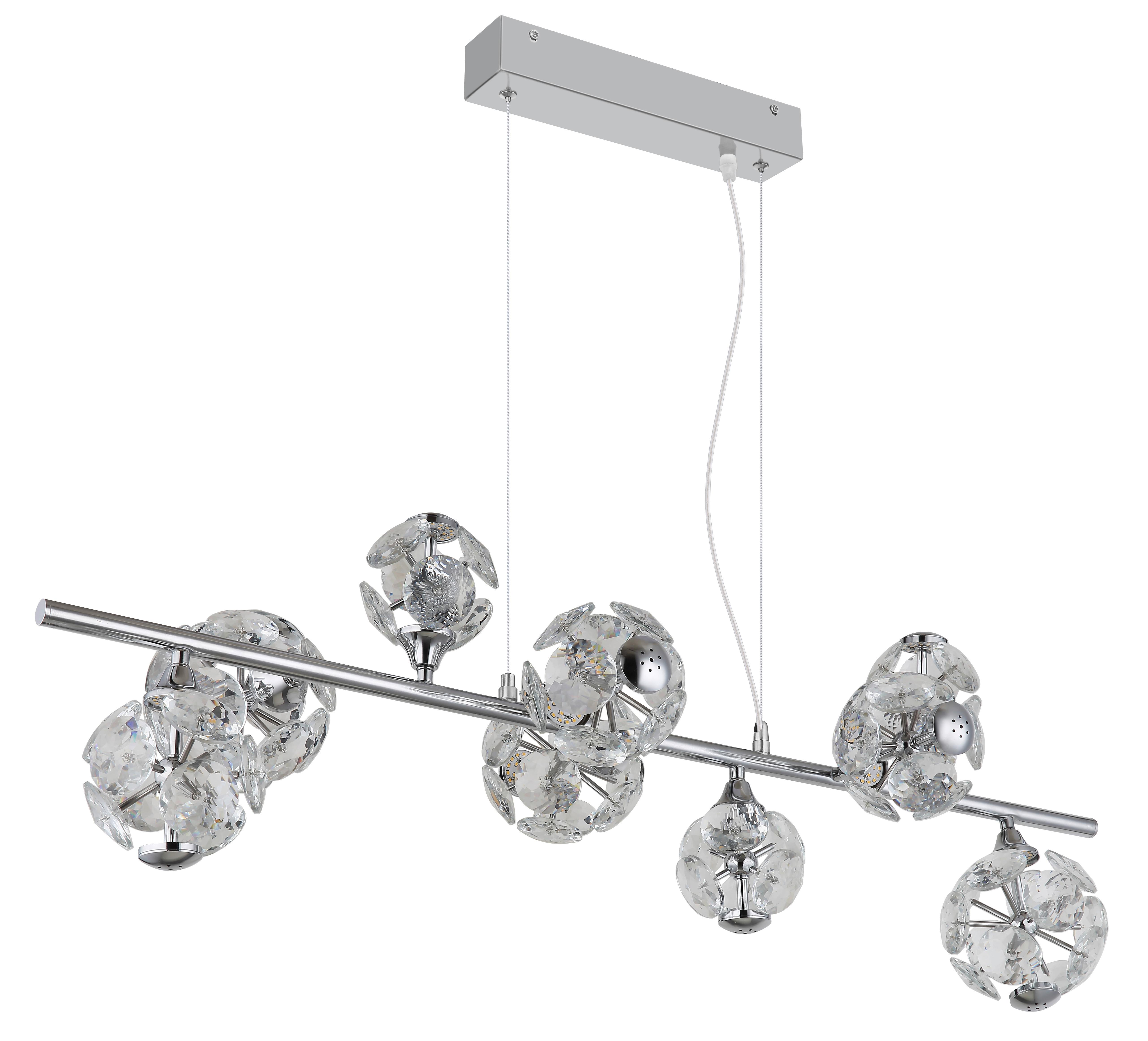 LED-HÄNGELEUCHTE 16047-9HC VIRINA - Klar/Chromfarben, Konventionell, Glas/Metall (86,6/36/120cm) - Globo