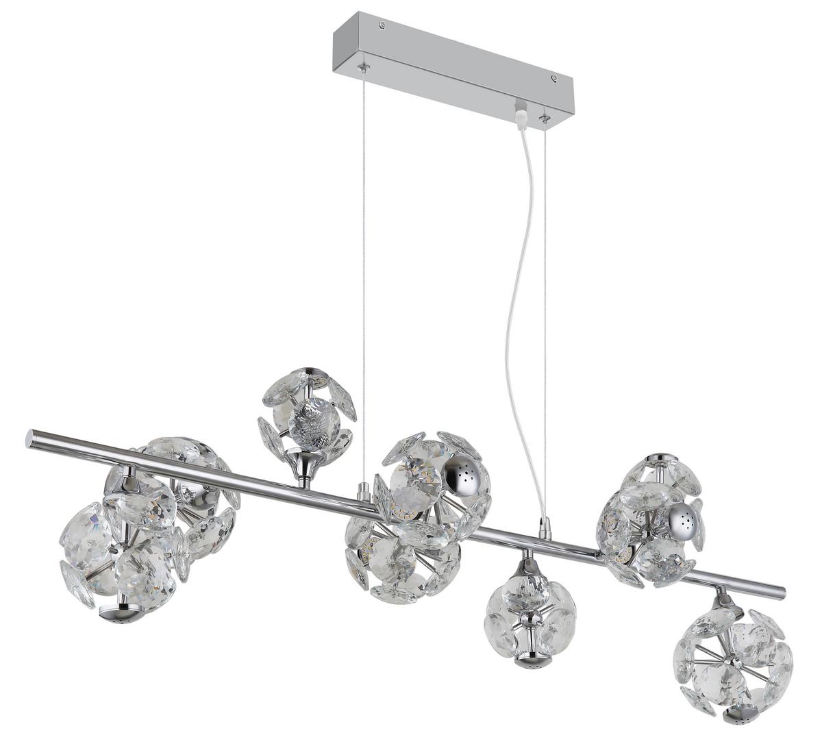 LED-HÄNGELEUCHTE 16047-9HC VIRINA - Klar/Chromfarben, Konventionell, Glas/Metall (86,6/36/120cm) - Globo