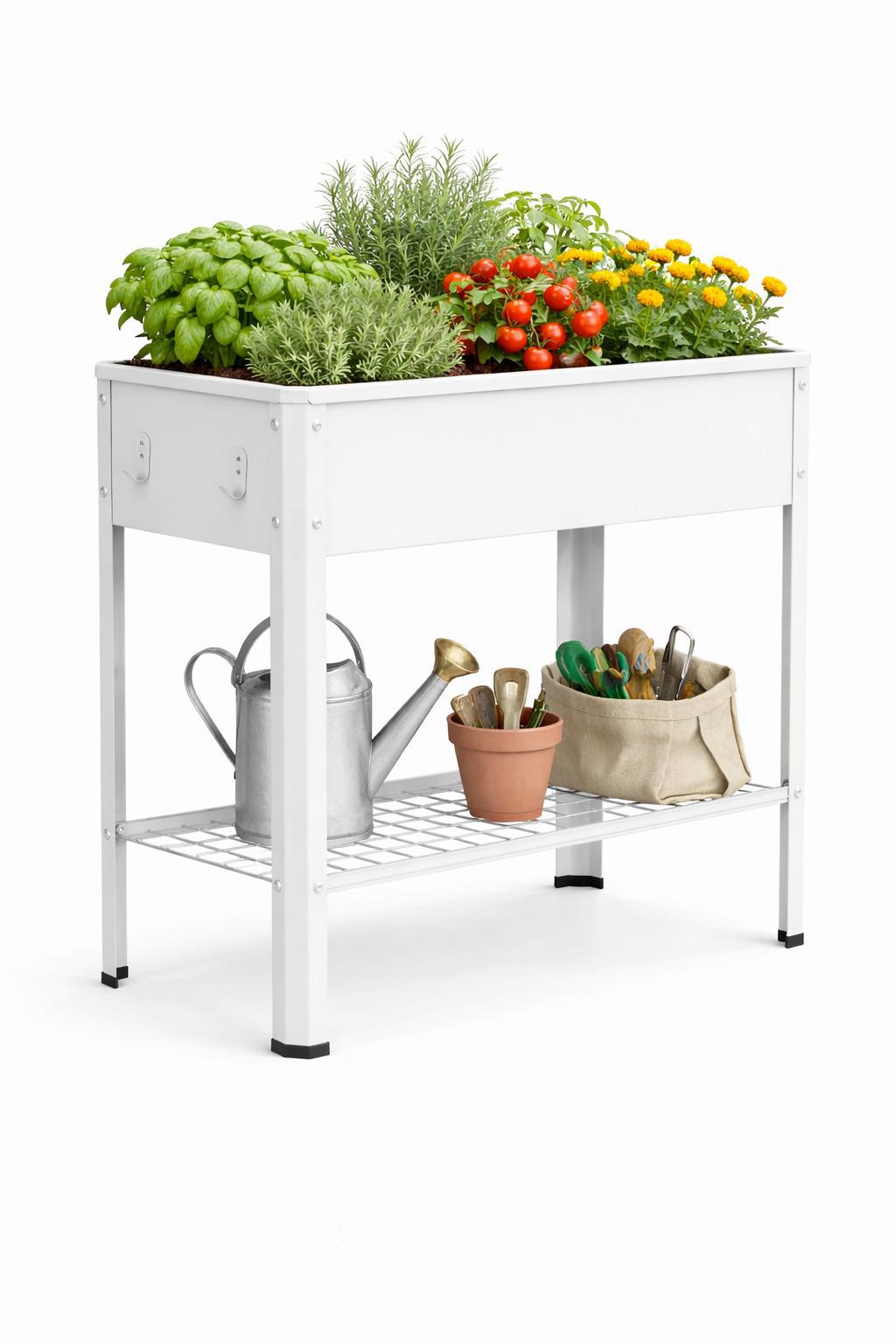 Hochbeet Vcm Hochbeet "balora Xl" - Weiss, Modern, Metall (80/80/35cm)