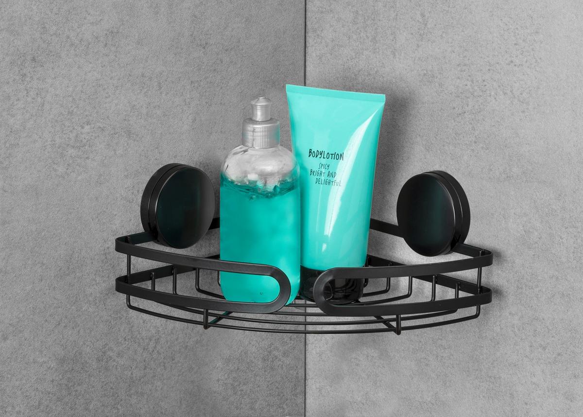 Regal Za Tuš Pavia - crna, Moderno, metal (27/9,8/20cm) - Wenko