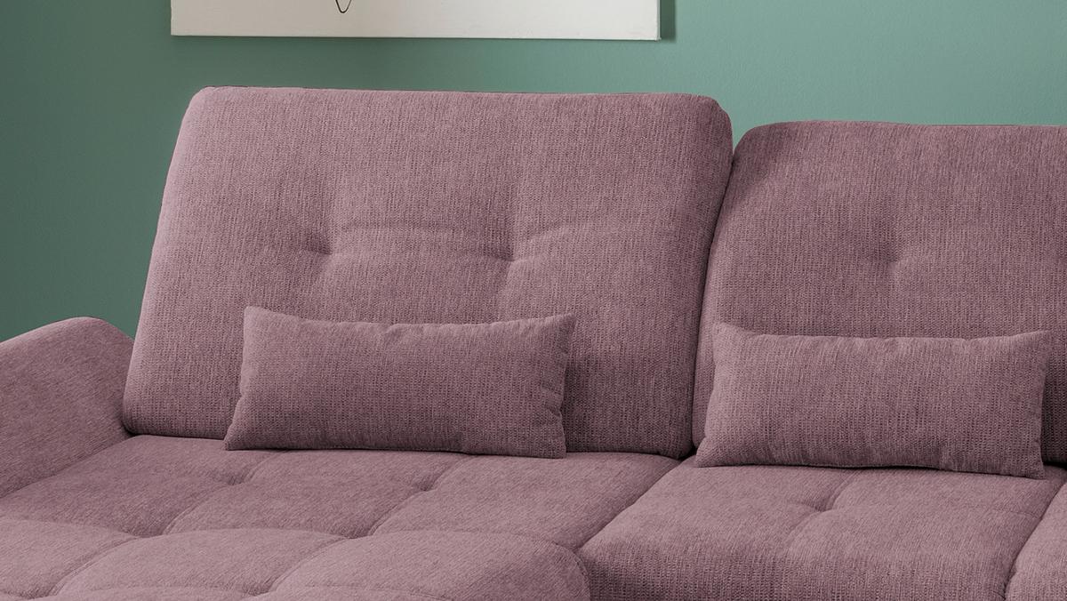 Wohnlandschaft Dalida Brombeere Chenille - Chromfarben/Brombeere, Design, Textil/Metall (195/376/254cm) - Livetastic