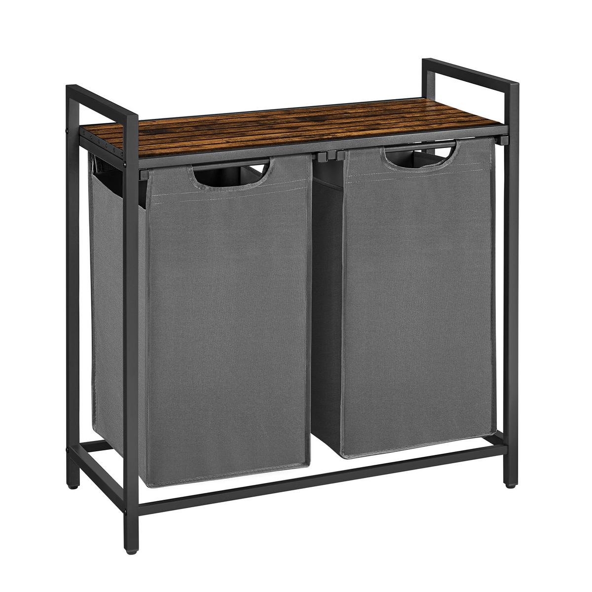 Wäschekorb ca. 73x72x33 cm Grau - Schwarz/Braun, Trend, Holzwerkstoff/Textil (73/72/33cm) - MID.YOU