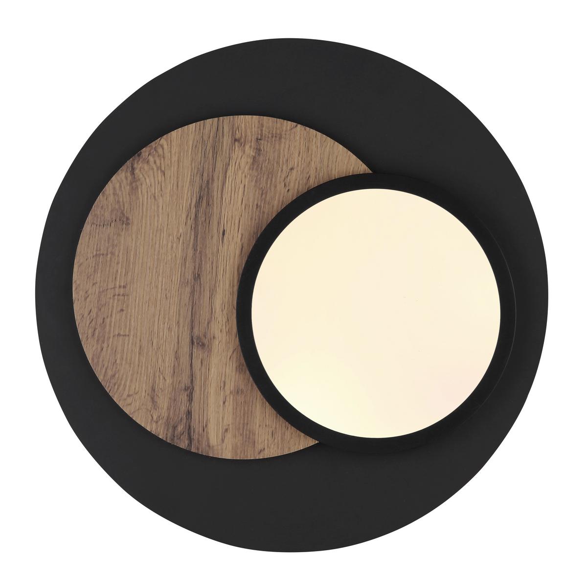 LED-DECKENLEUCHTE 67351-24 KORY - Weiss/Dunkelbraun, Natur, Holzwerkstoff/Kunststoff (48/5,6cm) - Globo