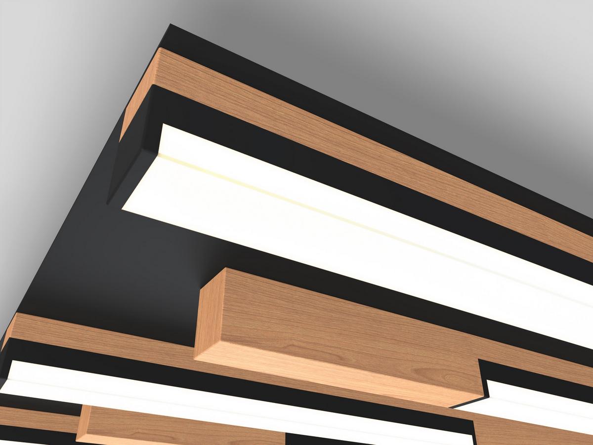 LAMPA SUFITOWA LED 9031-506L - czarny, Natur, tworzywo sztuczne/metal (28,5/95/6,7cm) - Wofi