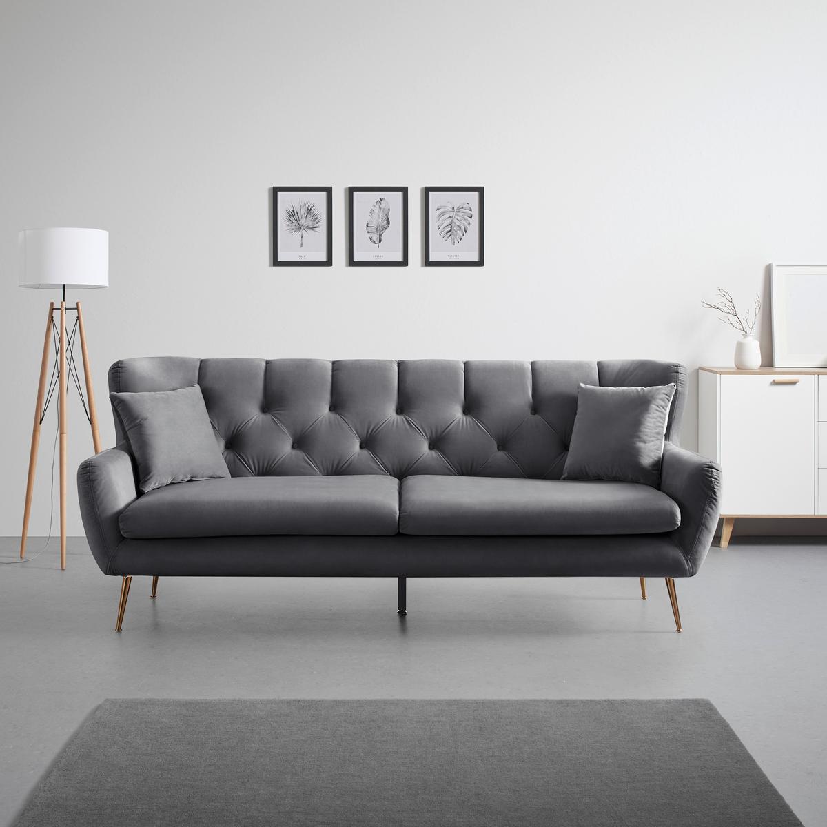 Mega Sofa Liliana - ružičasto zlatna/tamno siva, Moderno, drvo/tekstil (227/95/93cm) - Bessagi Home