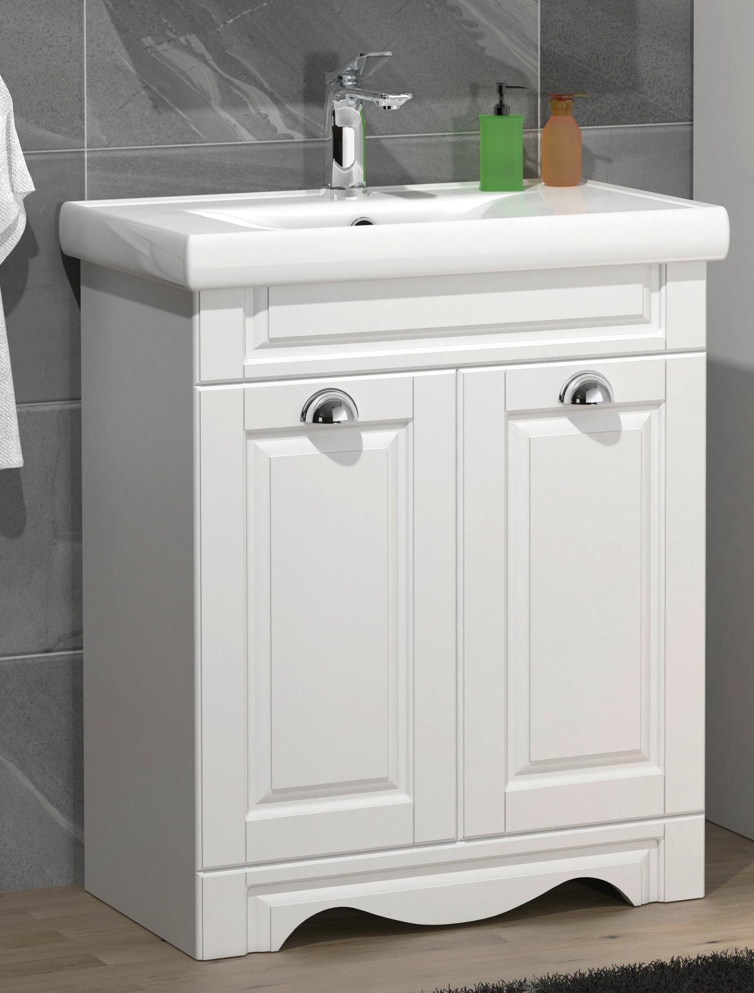 WASCHTISCHKOMBI CASALO L - Weiss/Silberfarben, Modern, Keramik/Holzwerkstoff (61cm) - MID.YOU