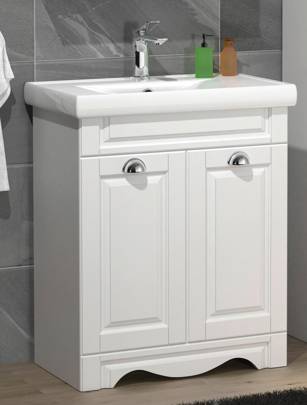 Kombiniran Umivalnik Casalo L, Bela - srebrne barve/bela, Moderno, kovina/leseni material (61cm) - MID.YOU