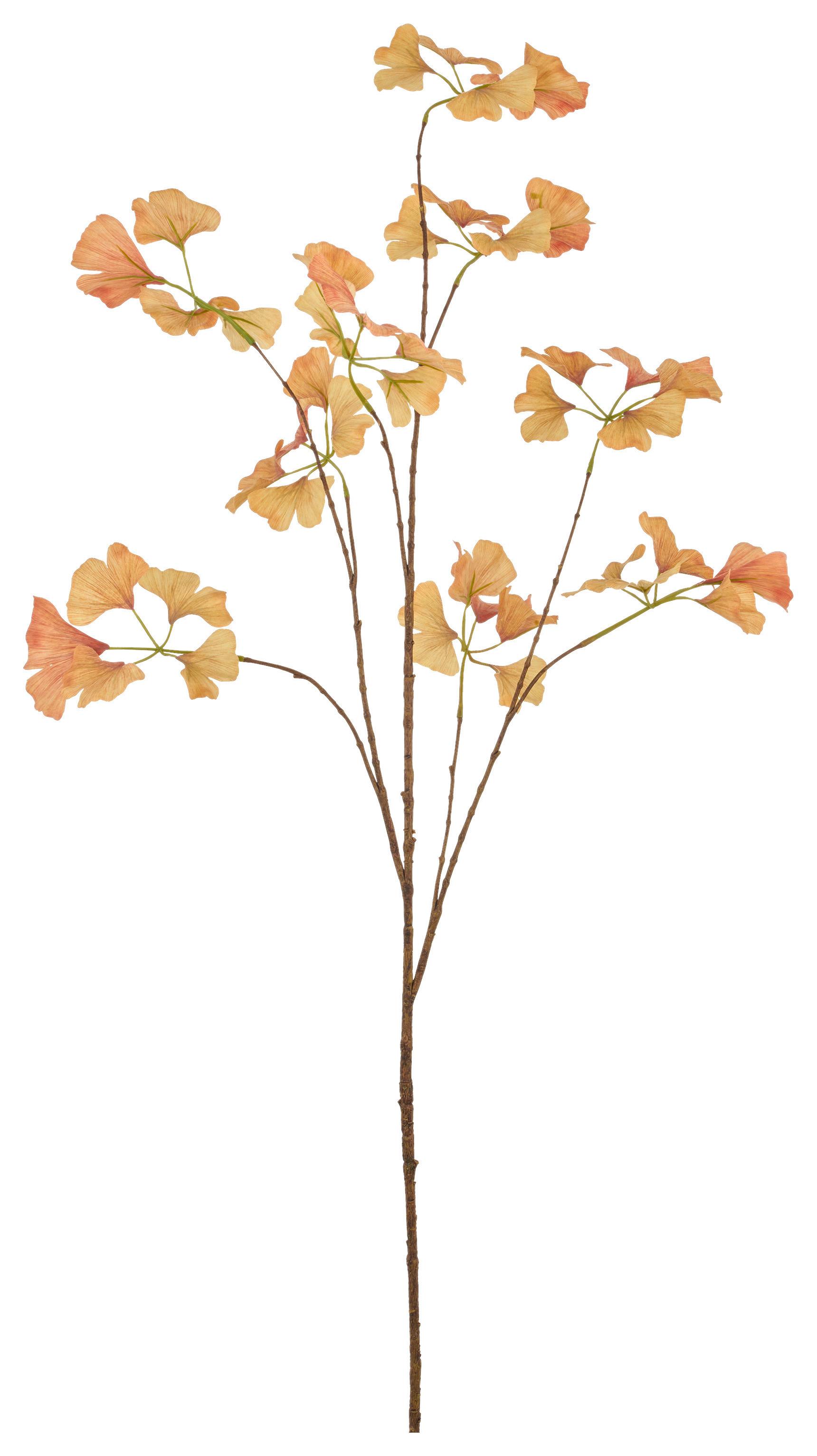 Kunstpflanze Ginkozweig I Braun/Orange - Orange/Braun, Basics, Kunststoff (126cm) - Mömax