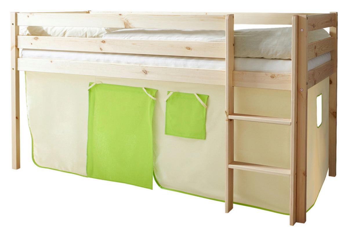 Pograd Malte, 90x200, Bor, Masivno, Zelena - zelena/naravne barve, Natur, les (90/200cm) - MID.YOU
