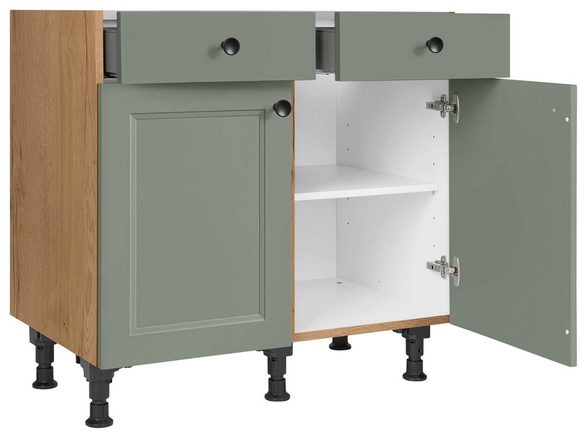 Schubkastenunterschrank Cascada Grün - Eichefarben/Schwarz, MODERN, Holzwerkstoff/Metall (90/87/56cm) - Nobilia