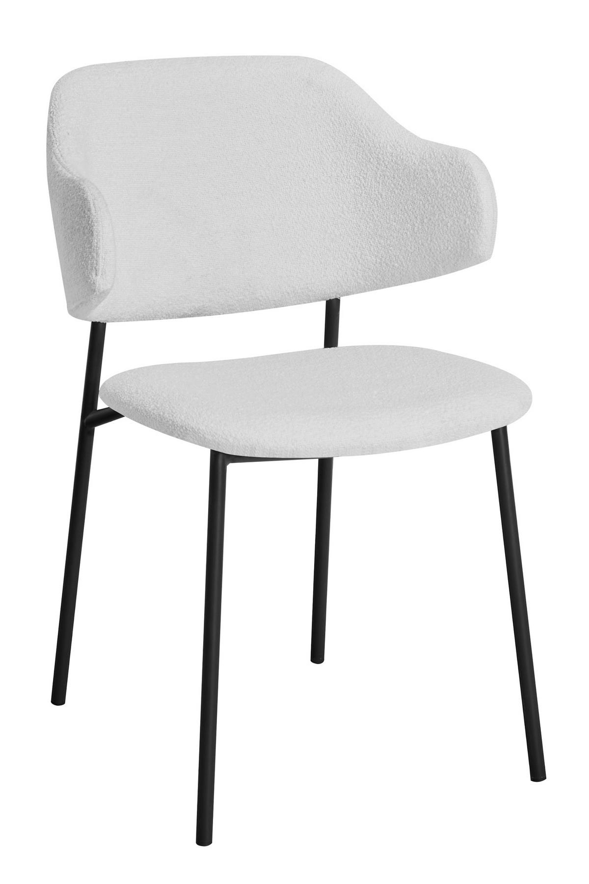 Set Naslanjačev Bouclé, Bela, 2-Delni - črna/bela, Moderno, kovina/tekstil (54/83/59cm) - Livetastic