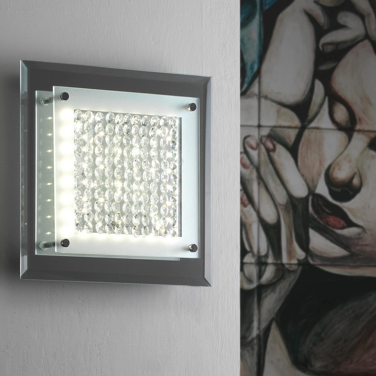 Led Mennyezeti Lámpa 1015/plp Plafoniera Antilia - krómszínű/átlátszó, Design, üveg/fém (28/28/7cm)