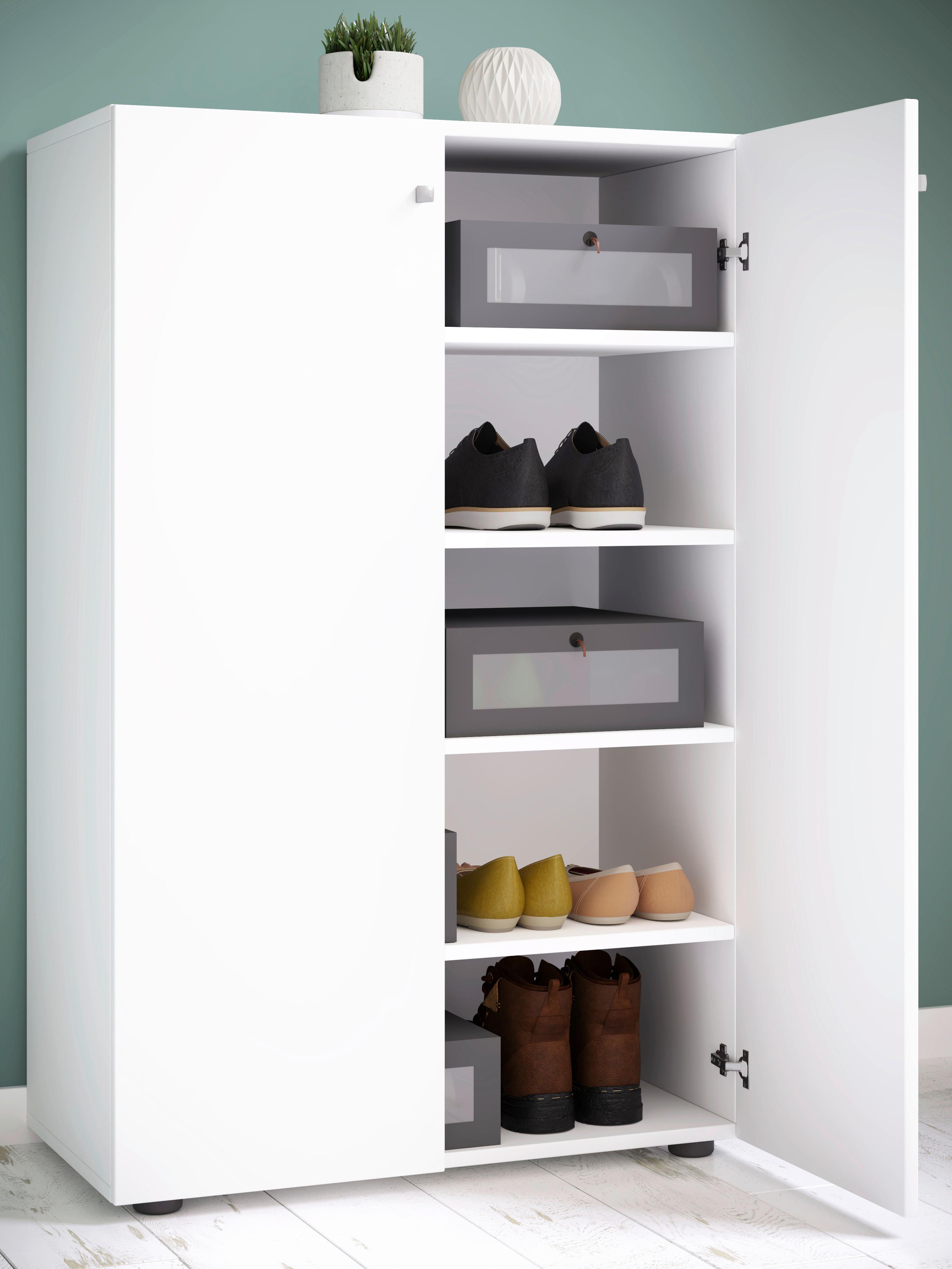 Schuhschrank Lona XL ca.70x110x39cm Weiß - Schwarz/Weiß, KONVENTIONELL, Holzwerkstoff/Kunststoff (70/110/39cm) - MID.YOU