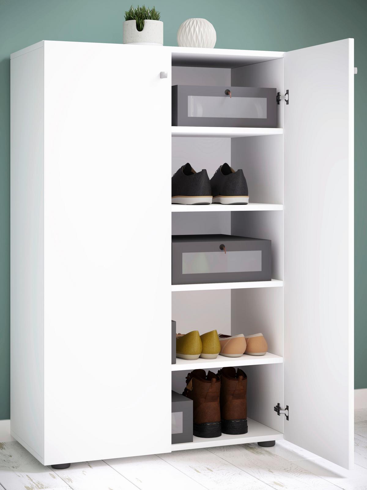 Schuhschrank Lona XL ca.70x110x39cm Weiß - Schwarz/Weiß, KONVENTIONELL, Holzwerkstoff/Kunststoff (70/110/39cm) - MID.YOU