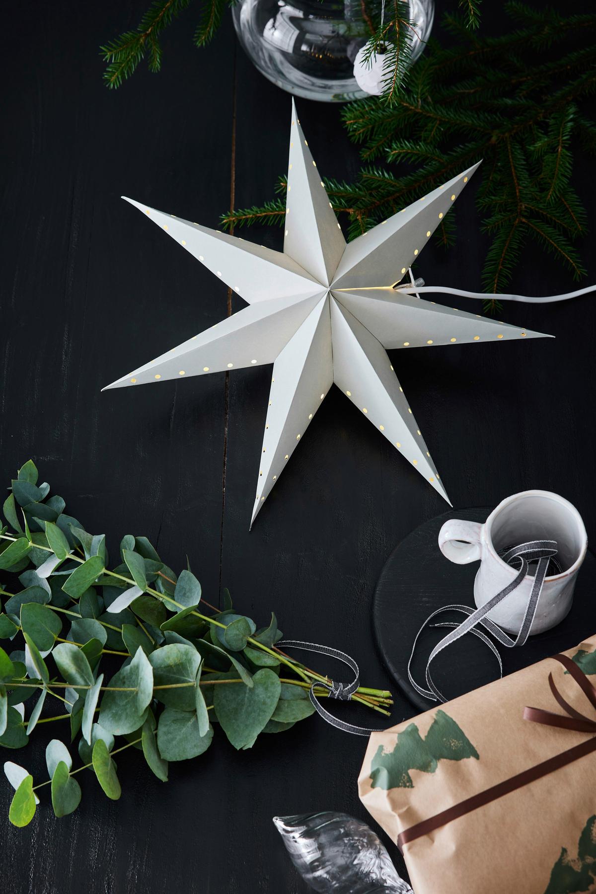 Dekostern Lively Pendant Star Grau max. 6 Watt - Grau, Basics, Papier (16/45/45cm) - Markslöjd