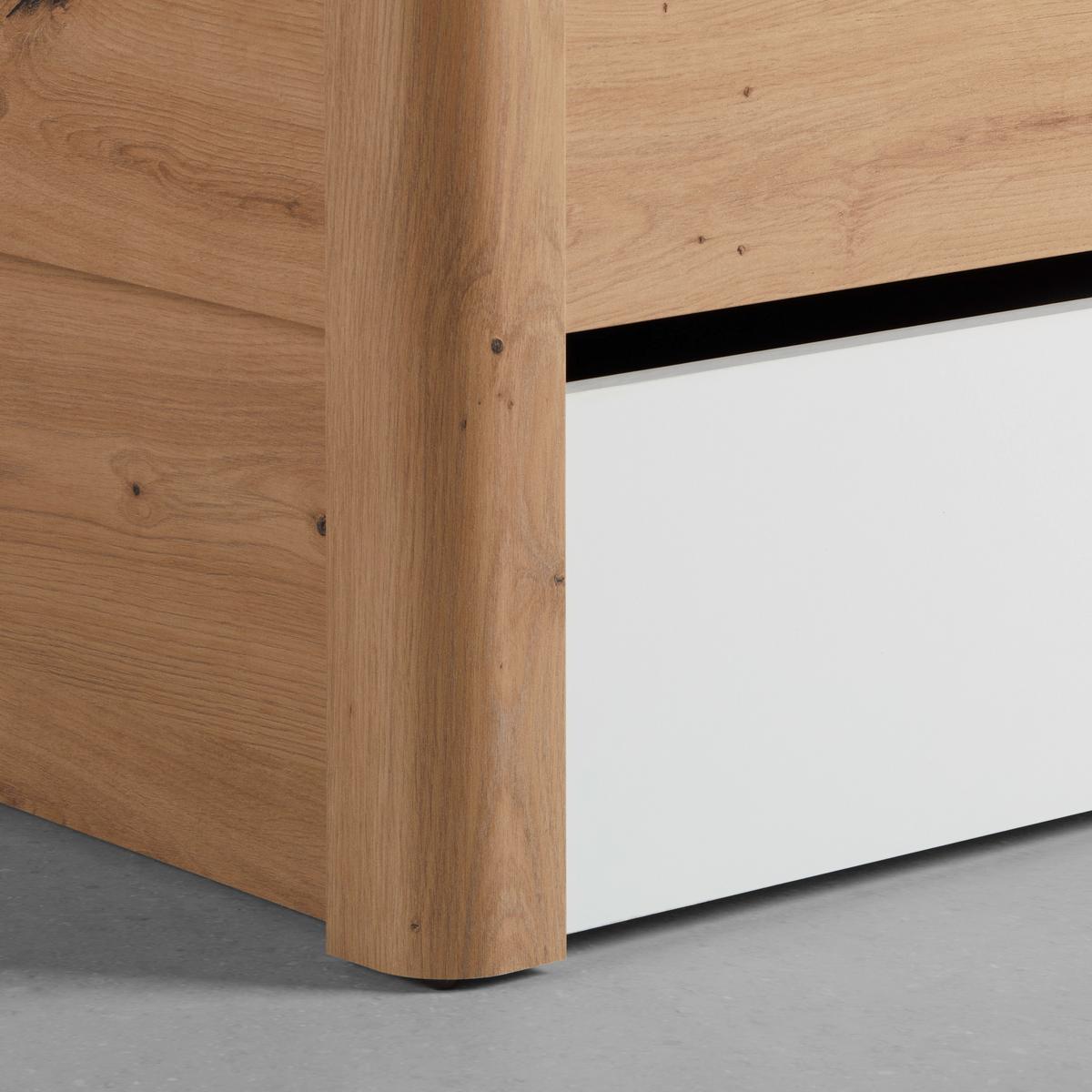 Stauraumbett in Weiß/Eiche Artisan - Eiche Artisan/Weiß, KONVENTIONELL, Holzwerkstoff (180/200cm) - Mömax