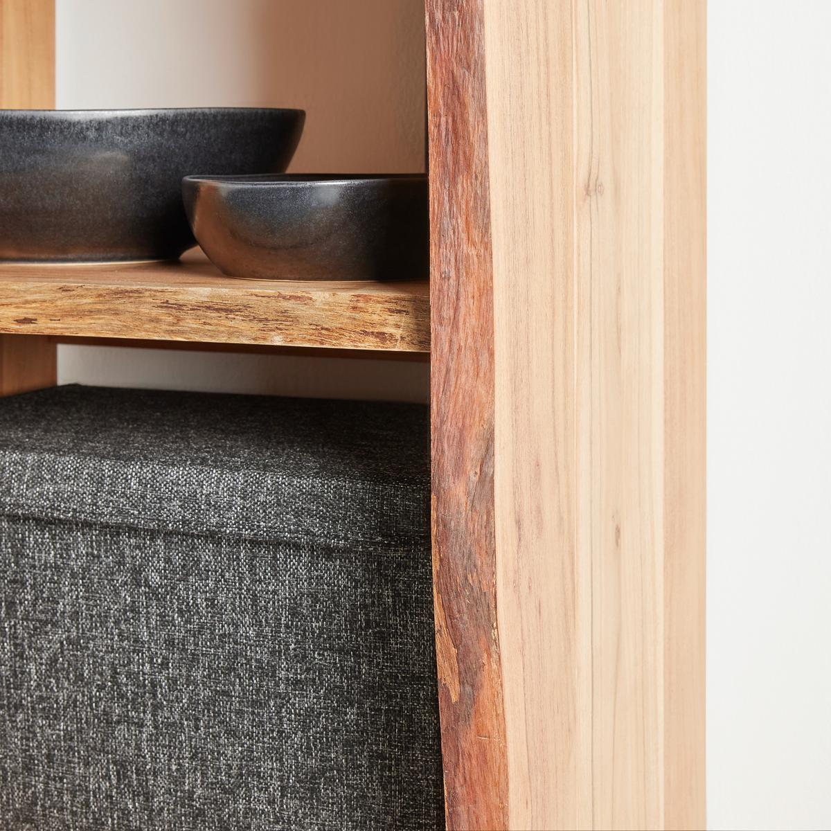 Regal Timber, Akacija, Masivno - črna/barve akacije, Natur, kovina/les (50/190/38cm) - Premium Living