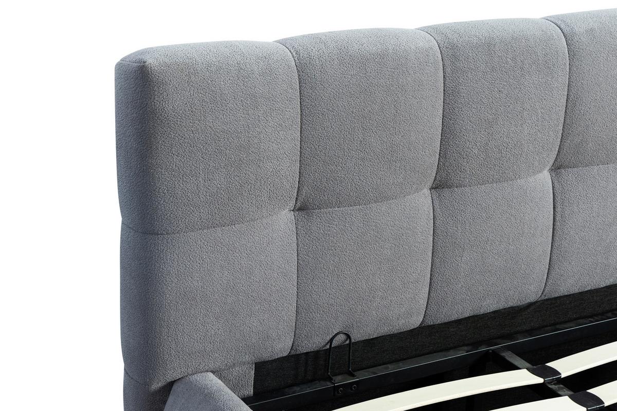 Oblazinjena Postelja Natalia, Siva, 180x200cm - črna/siva, Design, kovina/umetna masa (208/90/228cm) - Livetastic