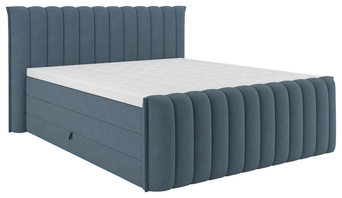 PAT BOXSPRING LINA - albastru, Konventionell, plastic/lemn (200/200cm) - Premium Living