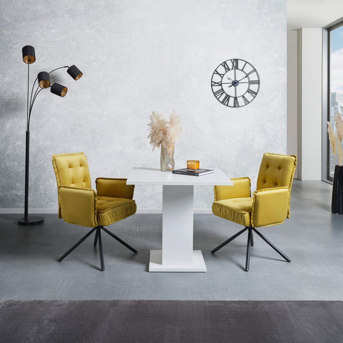 KRZESŁO Z PODŁOKIETNIKAMI MARYLA - czarny/żółty, Modern, metal/tkanina (63,5/88/66cm) - MID.YOU