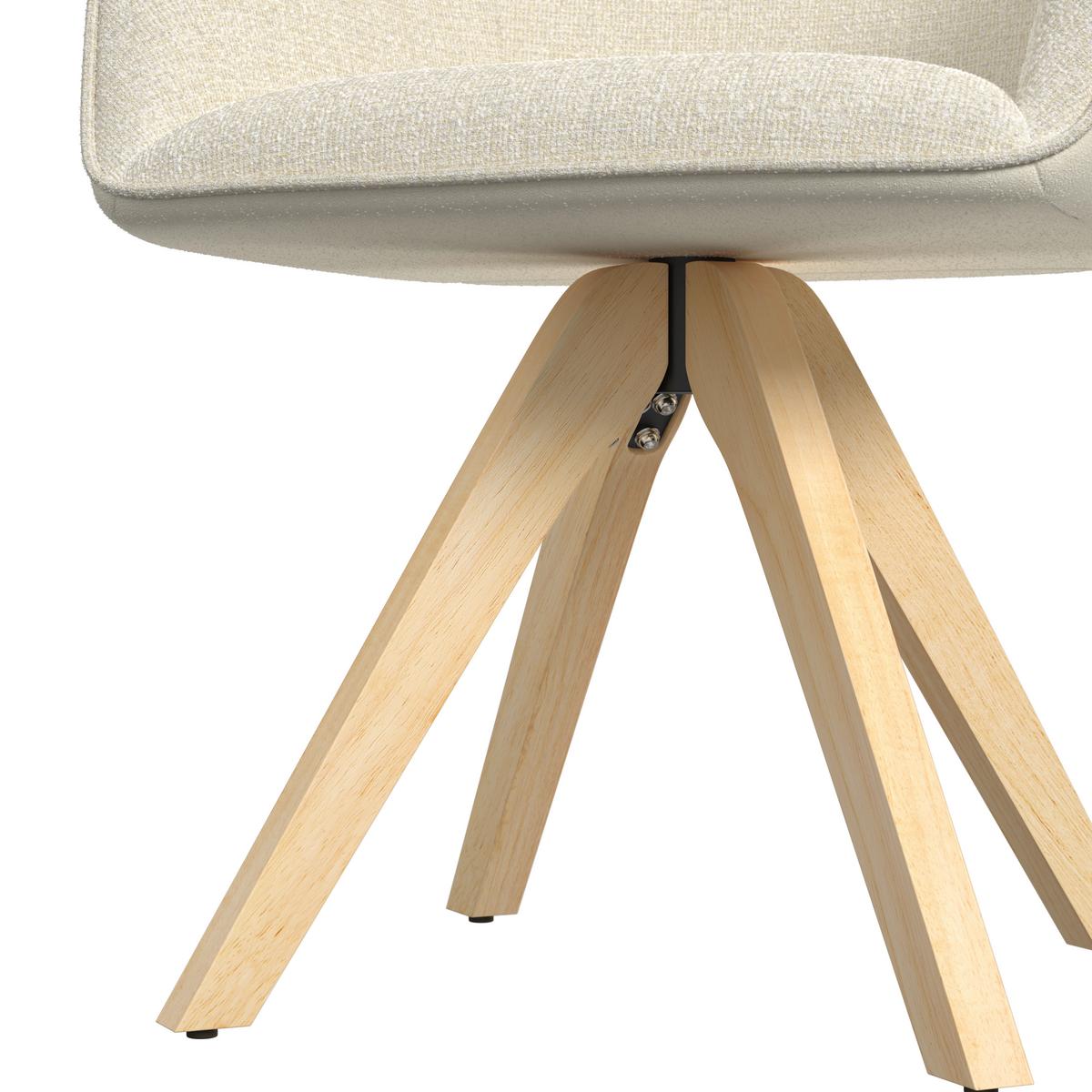 Armlehnstuhl Serena Creme Chenille/Leinenoptik Drehbar - Eichefarben/Creme, MODERN, Holz/Textil (62/86/65cm) - Bessagi Home
