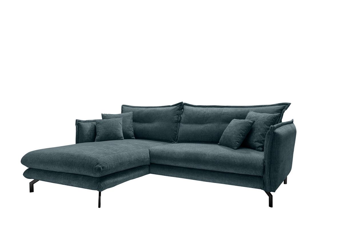 ECKSOFA LAVA - Blau/Schwarz, Design, Textil/Metall (180/255cm) - Livetastic