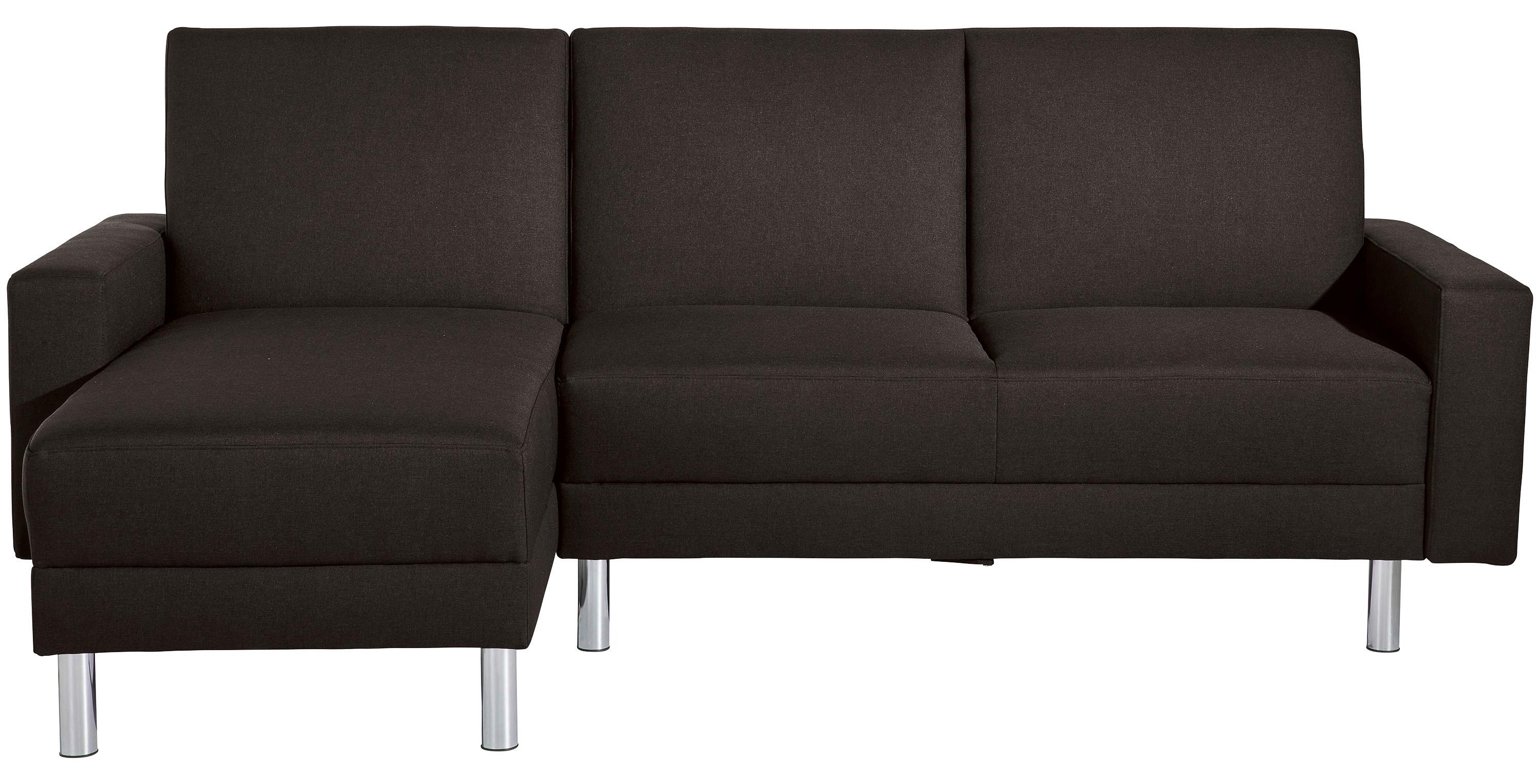 ECKSCHLAFSOFA JUST FASHION - Chromfarben/Dunkelbraun, KONVENTIONELL, Textil/Metall (152/230cm) - Max Winzer