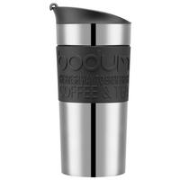 Thermobecher Bodum Travel Schwarz ca. 0,35l - Silberfarben/Schwarz, KONVENTIONELL, Metall (9/18cm) - Bodum