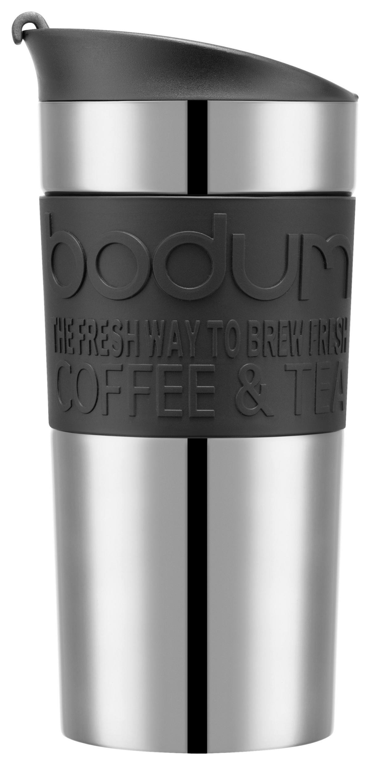 Thermobecher Bodum Travel Schwarz ca. 0,35l - Silberfarben/Schwarz, KONVENTIONELL, Metall (9/18cm) - Bodum
