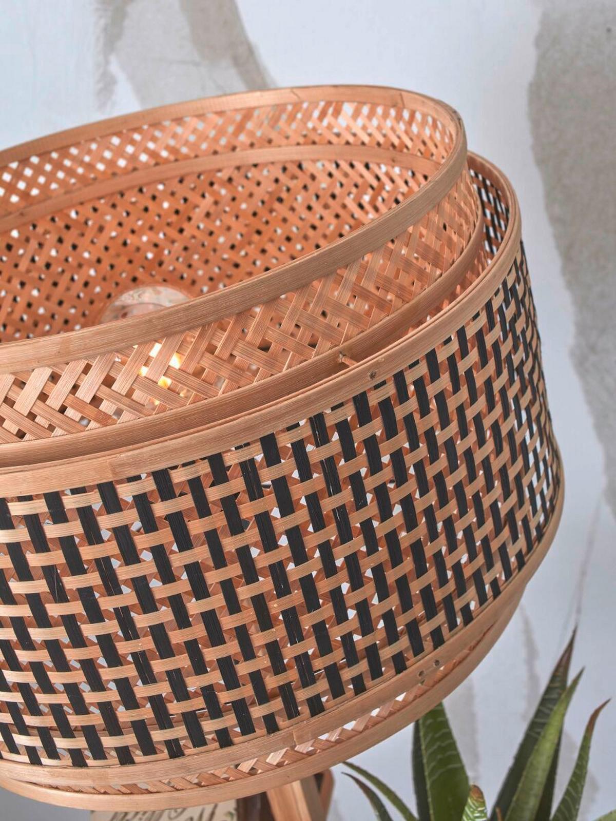 Stoječa Svetilka Bhutan, Črna, Bambus - črna/naravne barve, Trend, les (40/160cm) - Good & Mojo