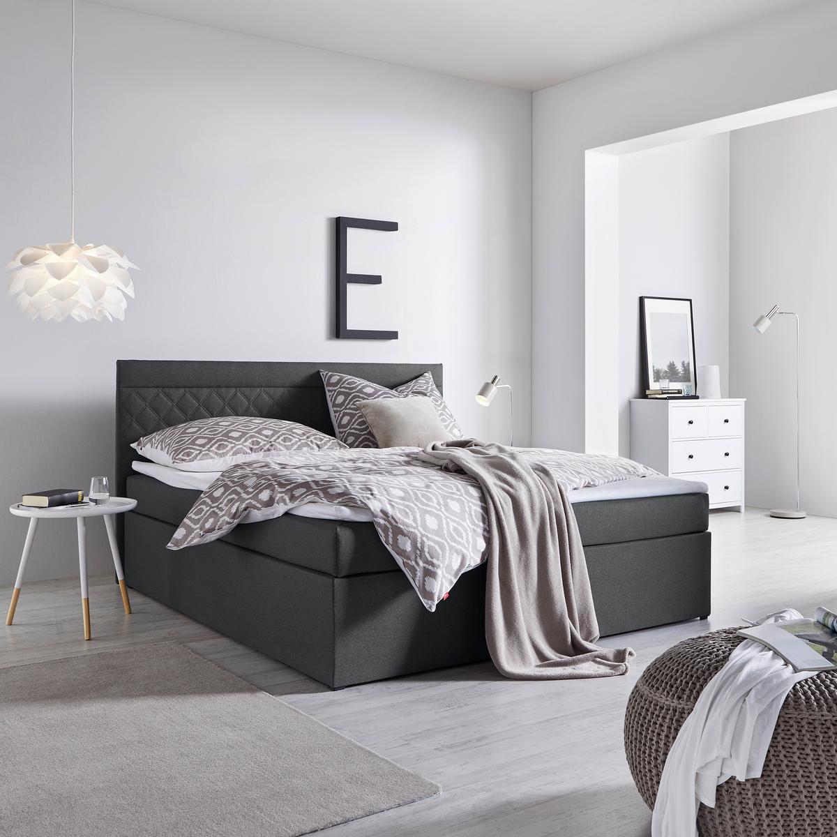 Boxspring Postelja Rosa, Antracit, 180x200 - temno siva/črna, Moderno, umetna masa/tekstil (180/200cm) - Bessagi Home