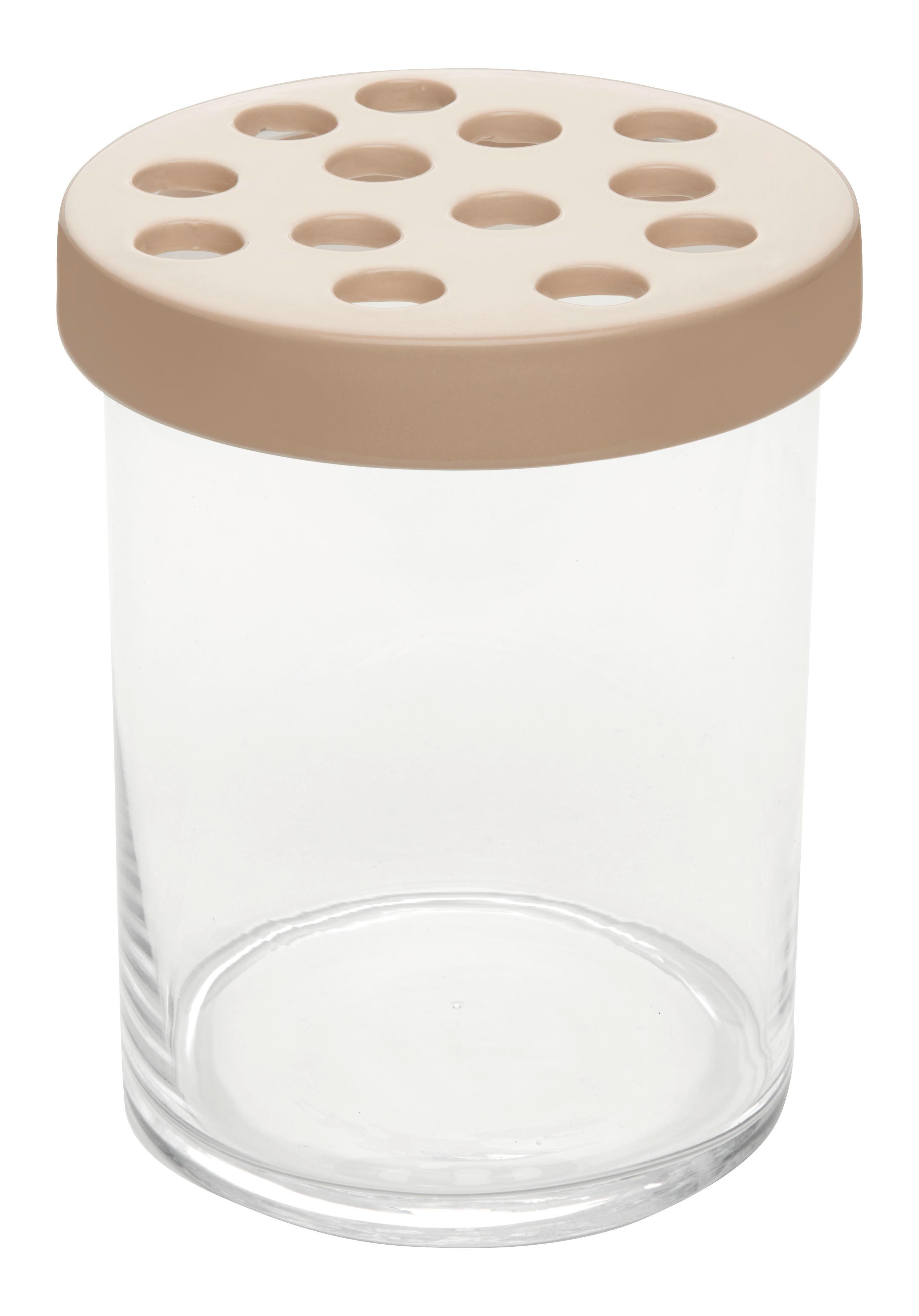 Vase Levin in Klar/Hellbraun - Klar/Hellbraun, Natur, Glas/Keramik (17/21cm) - Modern Living