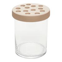 Vase Levin in Klar/Hellbraun - Klar/Hellbraun, Natur, Glas/Keramik (17/21cm) - Modern Living