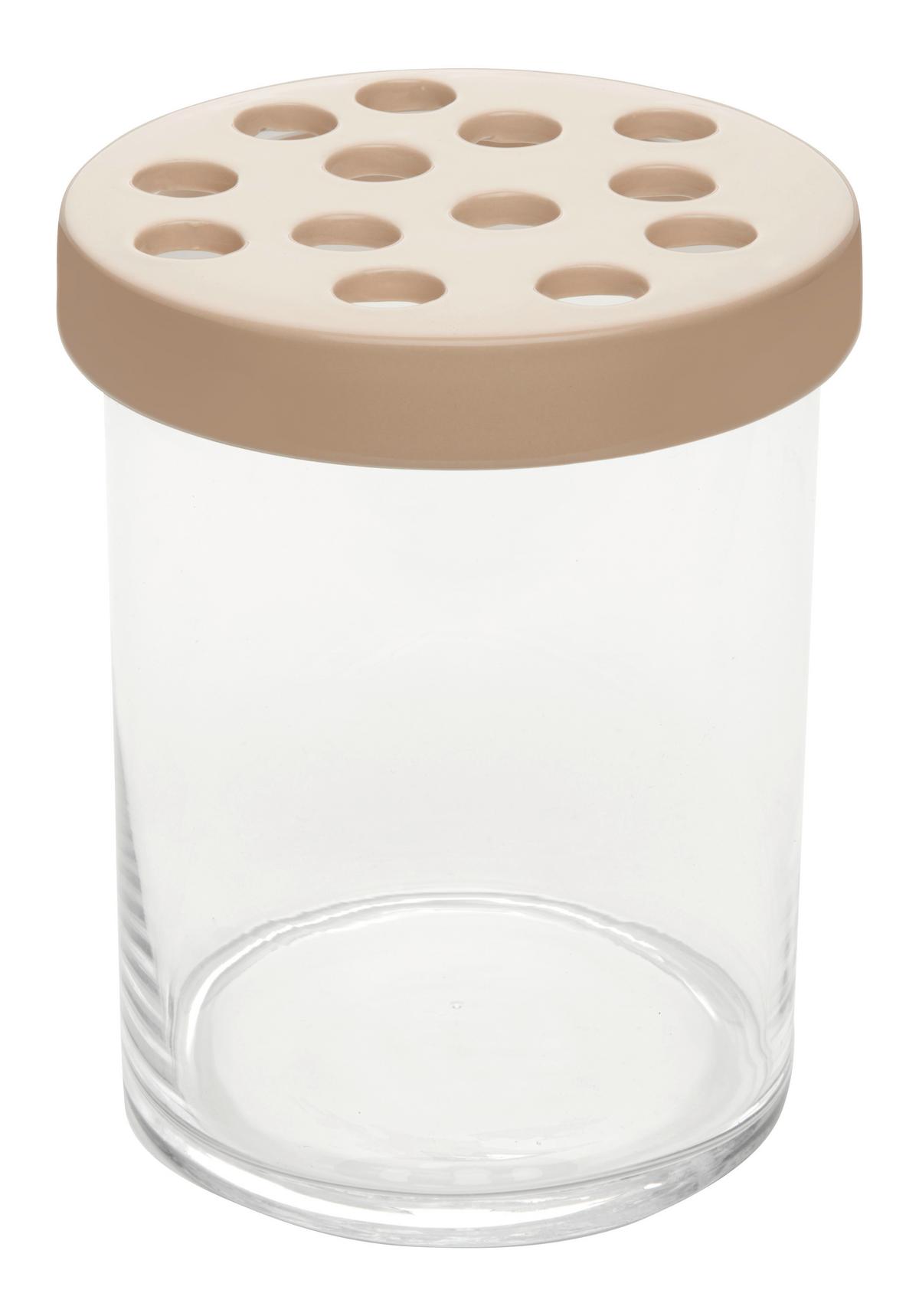 Vase Levin in Klar/Hellbraun - Klar/Hellbraun, Natur, Glas/Keramik (17/21cm) - Modern Living