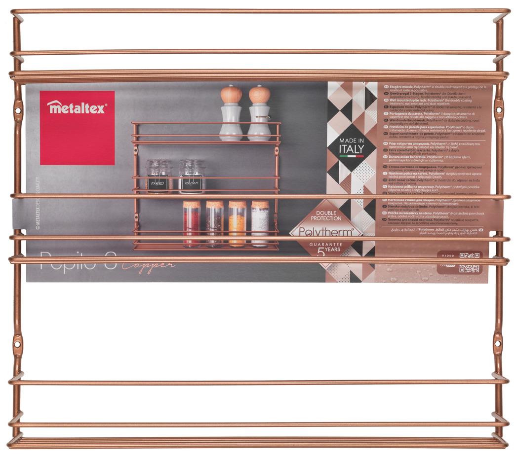 Fűszertartó Polc Pepito 3 Copper - rézvörös, fém (36/8/32cm) - Metaltex