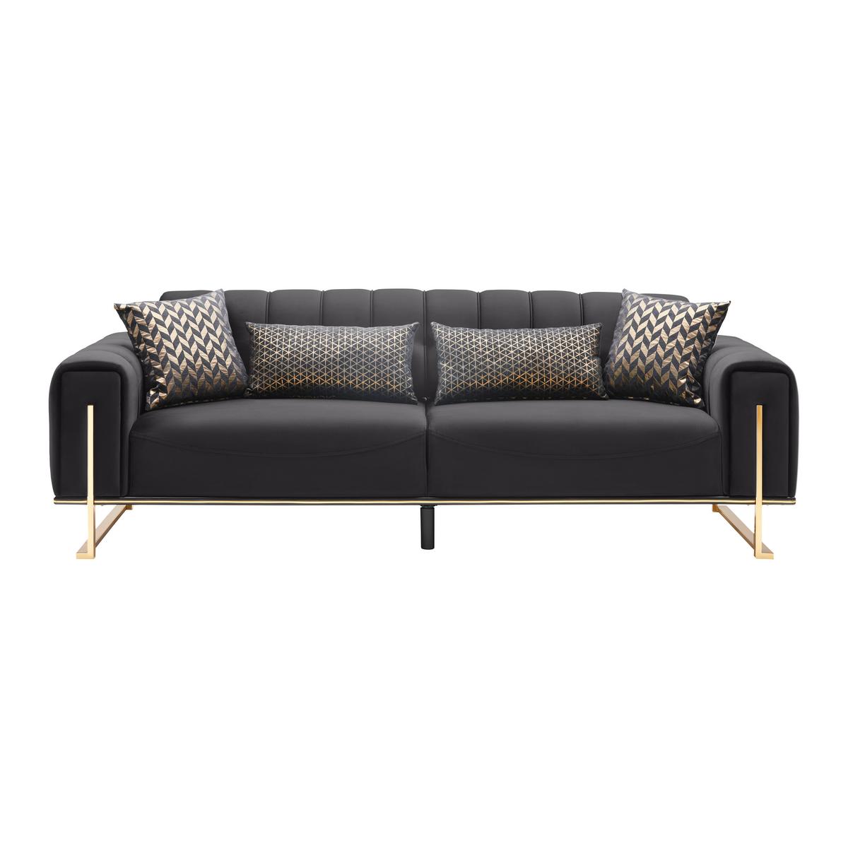 3-Sitzer-Sofa Aile in Schwarz/Goldfarben - Goldfarben/Schwarz, LIFESTYLE, Textil (244/80/90cm) - Based